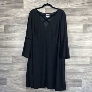 Ashley Graham Beyond Dress Women 24W Bell Sleeve Strappy Criss Cross V-Neck Mini